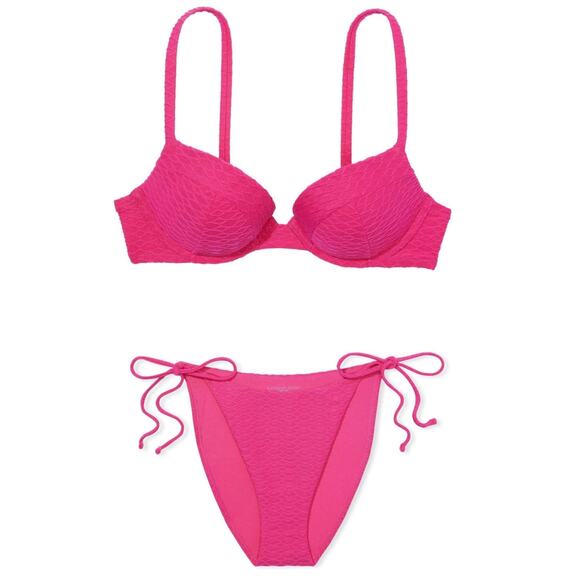 VS Victoria's Secret Swim Sexy Tee Push-Up Top Side Tie Cheeky Bottom Bikini NEW - Picture 1 of 6